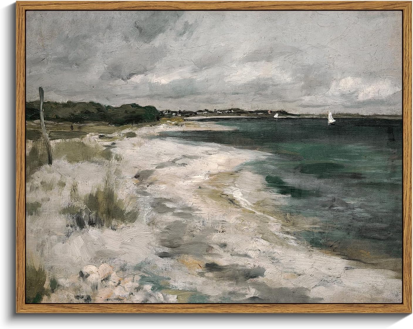 InSimSea Framed Canvas Wall Art Vintage Decor, Landscape Wall Art, Meadow with Flowers Art, Modern Farmhouse Decor, Cottagecore Bedroom Bathroom Office Decorations, 24"x36"