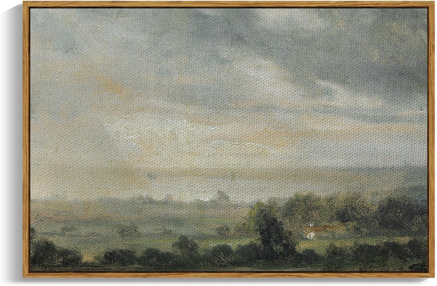 InSimSea Framed Canvas Wall Art Vintage Decor, Landscape Wall Art, Meadow with Flowers Art, Modern Farmhouse Decor, Cottagecore Bedroom Bathroom Office Decorations, 24"x36"