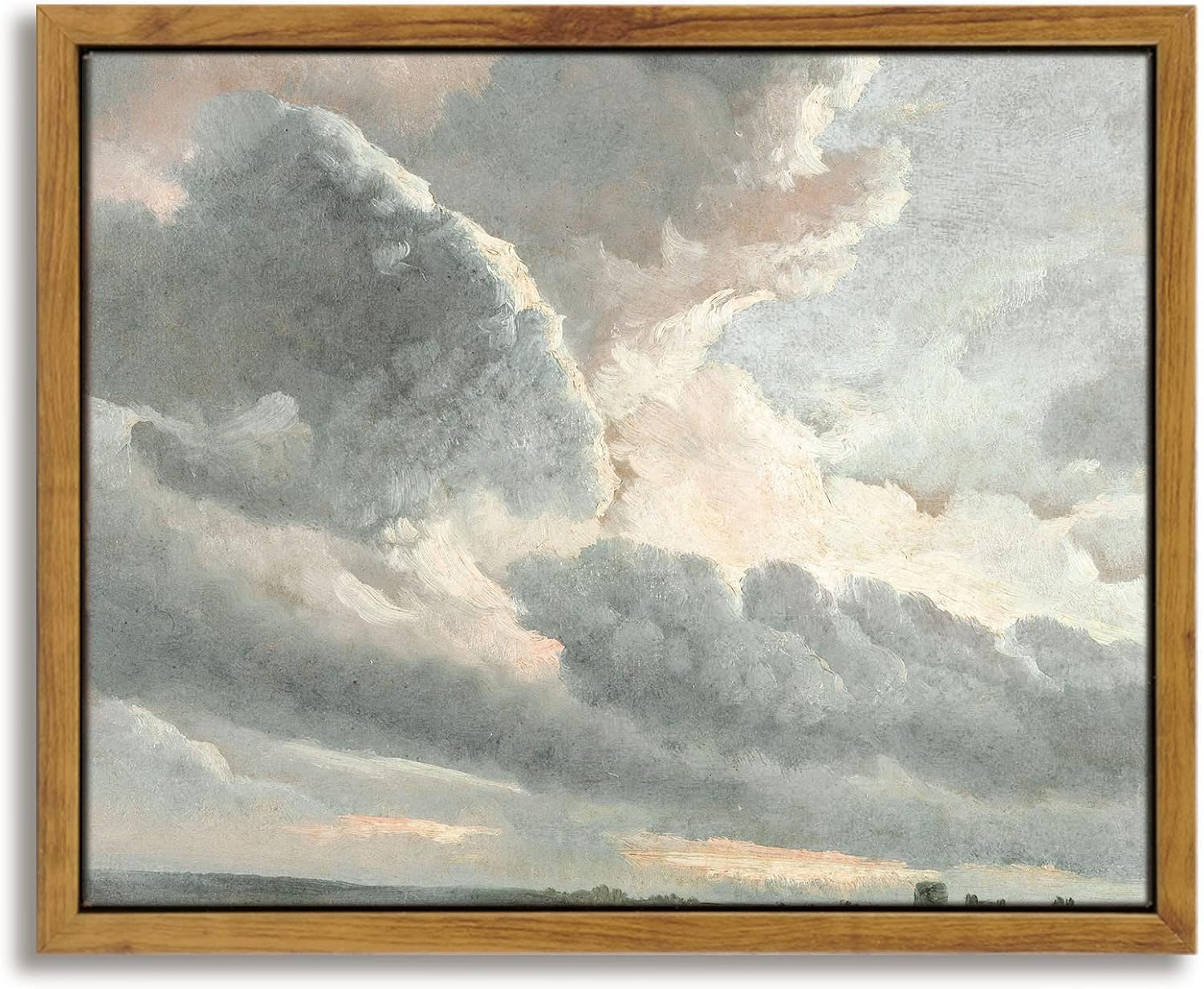 InSimSea Framed Canvas Wall Art Vintage Decor, Landscape Wall Art, Meadow with Flowers Art, Modern Farmhouse Decor, Cottagecore Bedroom Bathroom Office Decorations, 24"x36"