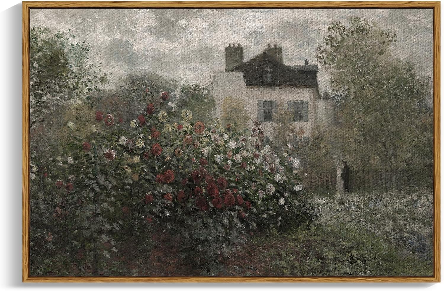 InSimSea Framed Canvas Wall Art Vintage Decor, Landscape Wall Art, Meadow with Flowers Art, Modern Farmhouse Decor, Cottagecore Bedroom Bathroom Office Decorations, 24"x36"