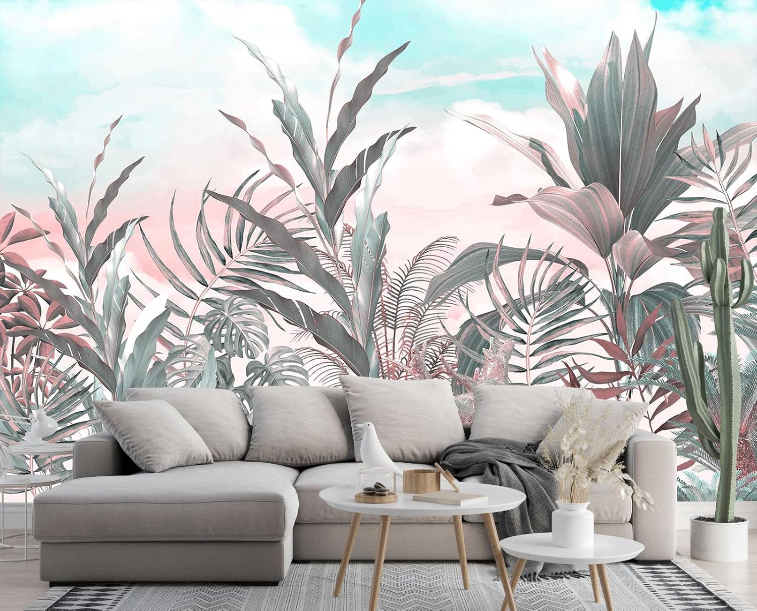 Hazy Forest Wall Mural, Abstract Nature Landscape Wallpaper, Background Wall Decoration Patterns（Non-self-Adhesive）