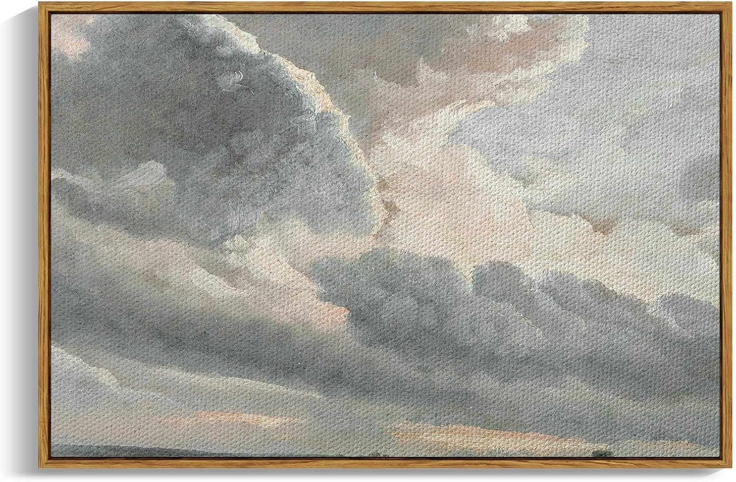 InSimSea Framed Canvas Wall Art Vintage Decor, Landscape Wall Art, Meadow with Flowers Art, Modern Farmhouse Decor, Cottagecore Bedroom Bathroom Office Decorations, 24"x36"