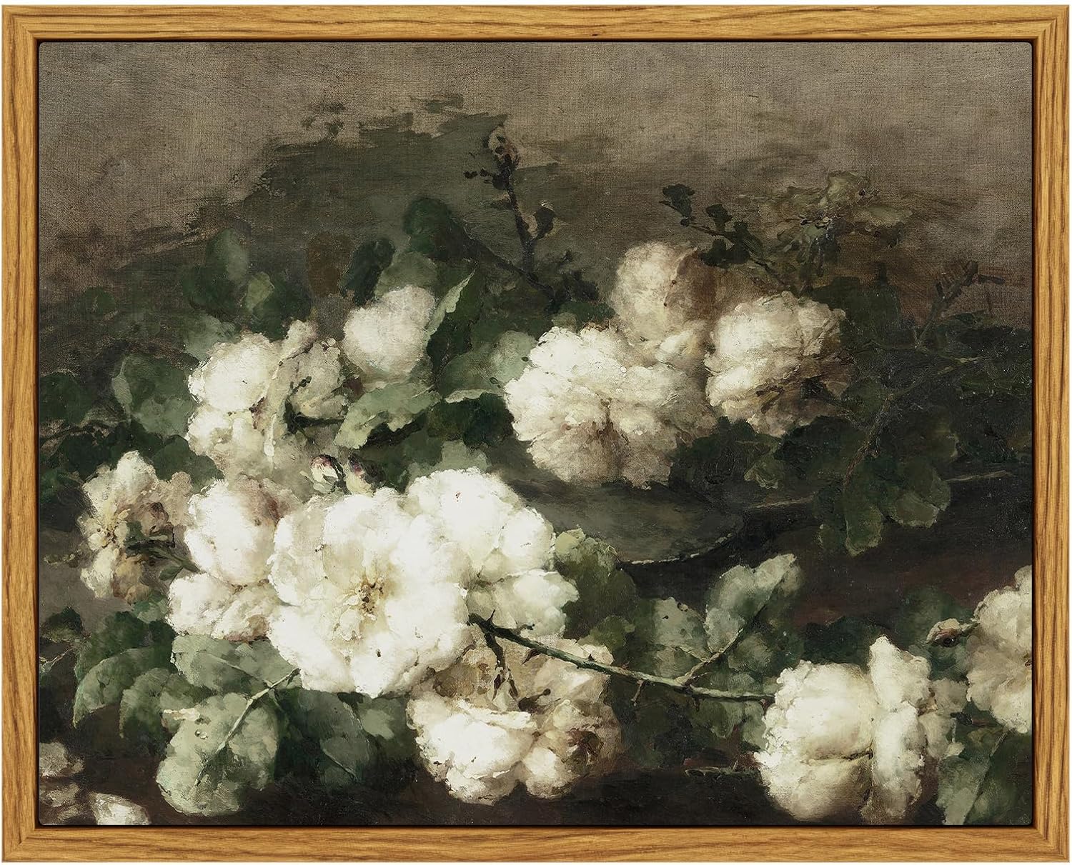 InSimSea Framed Canvas Wall Art Vintage Decor, Landscape Wall Art, Meadow with Flowers Art, Modern Farmhouse Decor, Cottagecore Bedroom Bathroom Office Decorations, 24"x36"