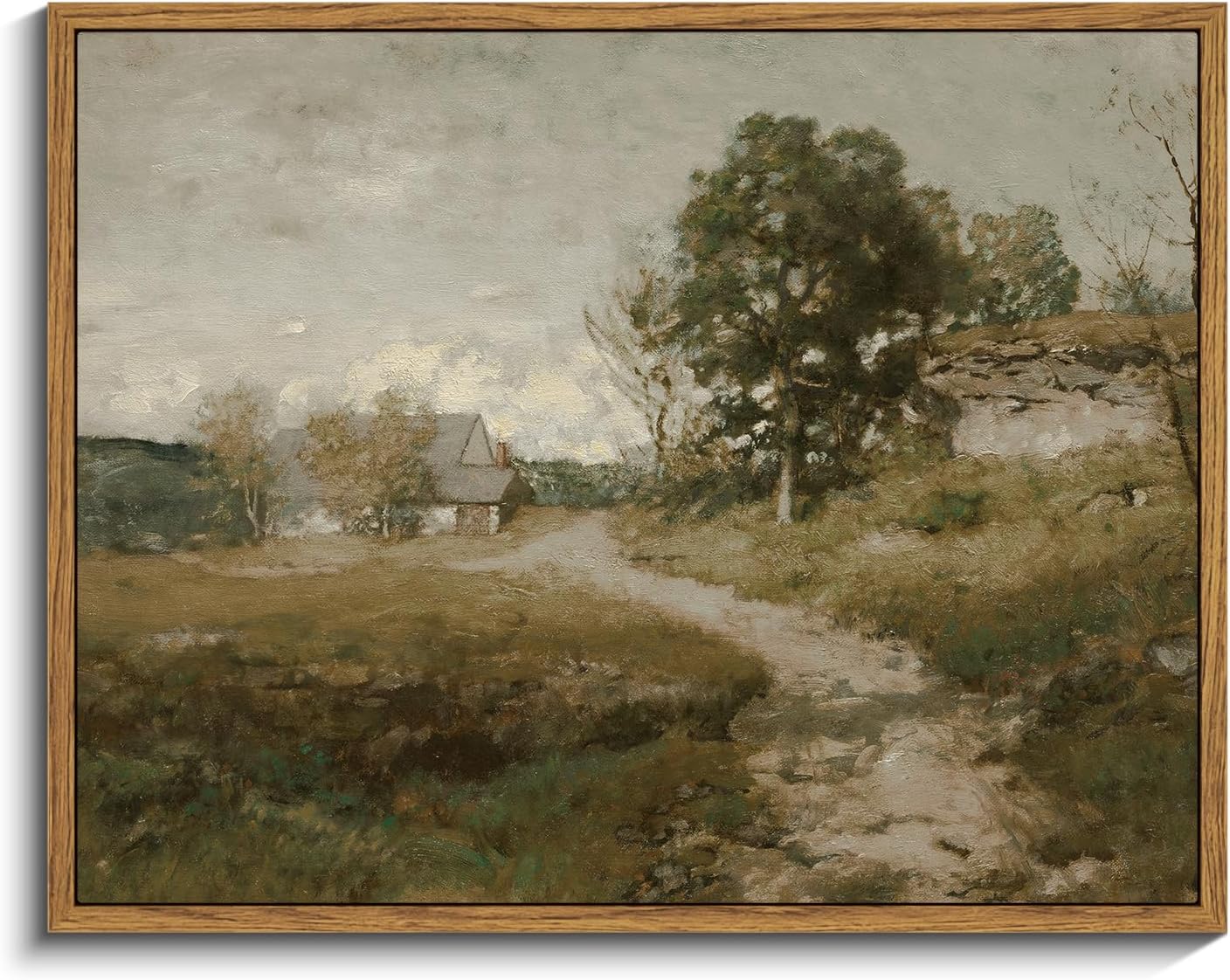 InSimSea Framed Canvas Wall Art Vintage Decor, Landscape Wall Art, Meadow with Flowers Art, Modern Farmhouse Decor, Cottagecore Bedroom Bathroom Office Decorations, 24"x36"