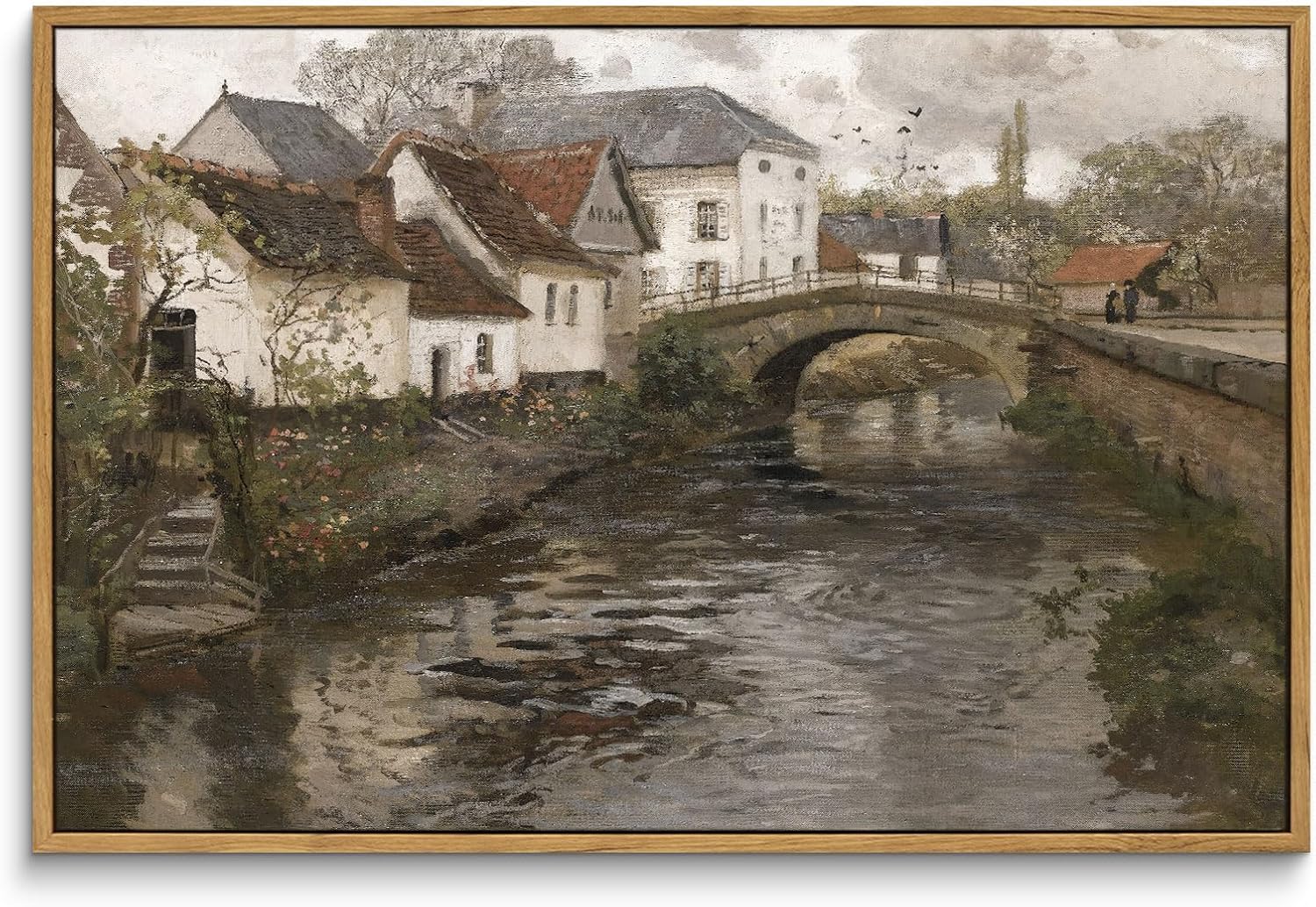 InSimSea Framed Canvas Wall Art Vintage Decor, Landscape Wall Art, Meadow with Flowers Art, Modern Farmhouse Decor, Cottagecore Bedroom Bathroom Office Decorations, 24"x36"