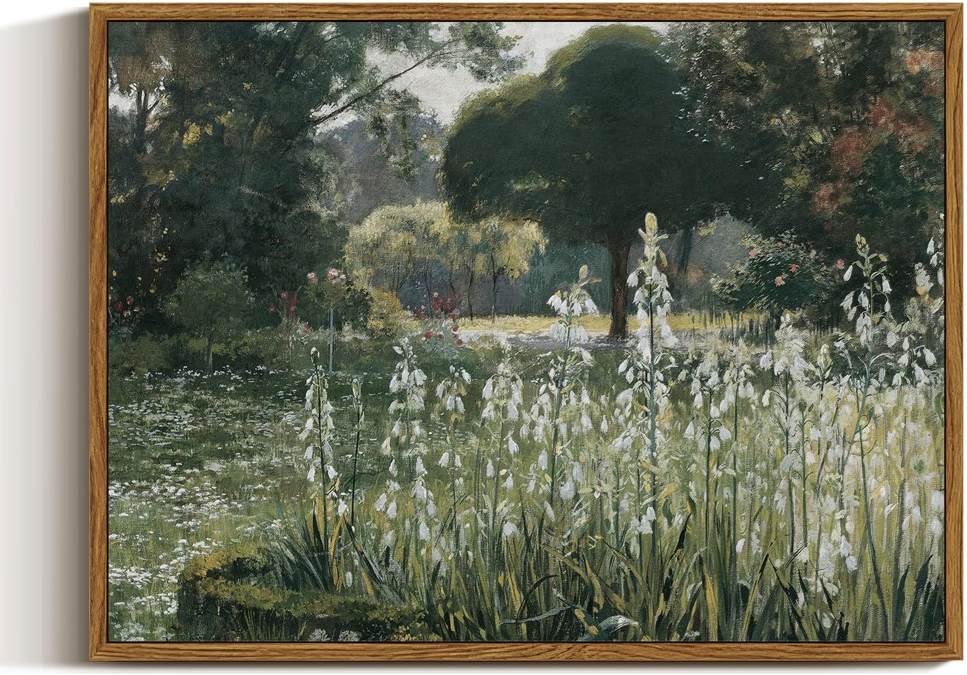 InSimSea Framed Canvas Wall Art Vintage Decor, Landscape Wall Art, Meadow with Flowers Art, Modern Farmhouse Decor, Cottagecore Bedroom Bathroom Office Decorations, 24"x36"