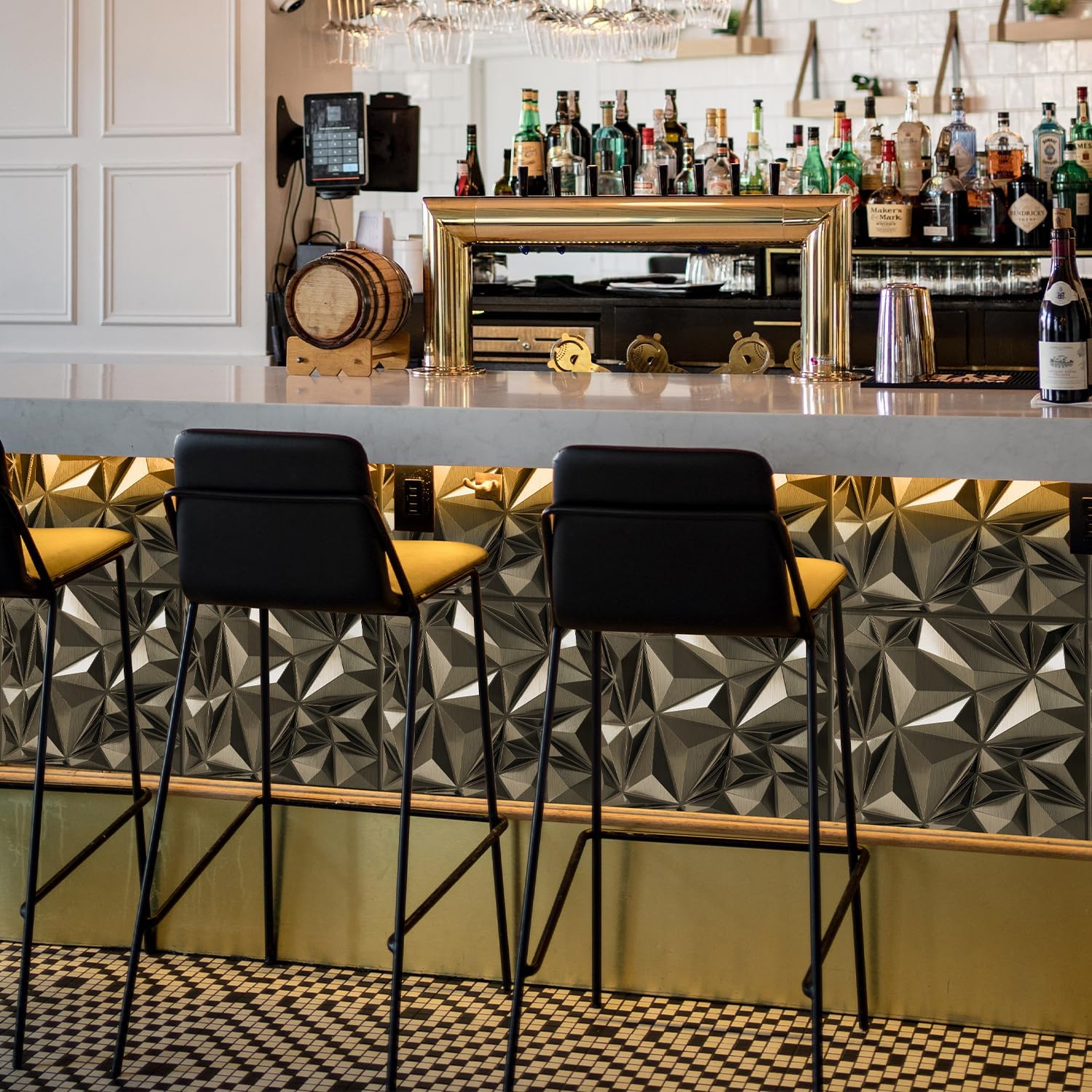 STICKGOO Diamond 3D Wall Panels, Brushed Silver Decorative Wall Covering Panels for Interior Wall Decor, PVC Accent Wall Panels for Living Room Bedroom Game Room