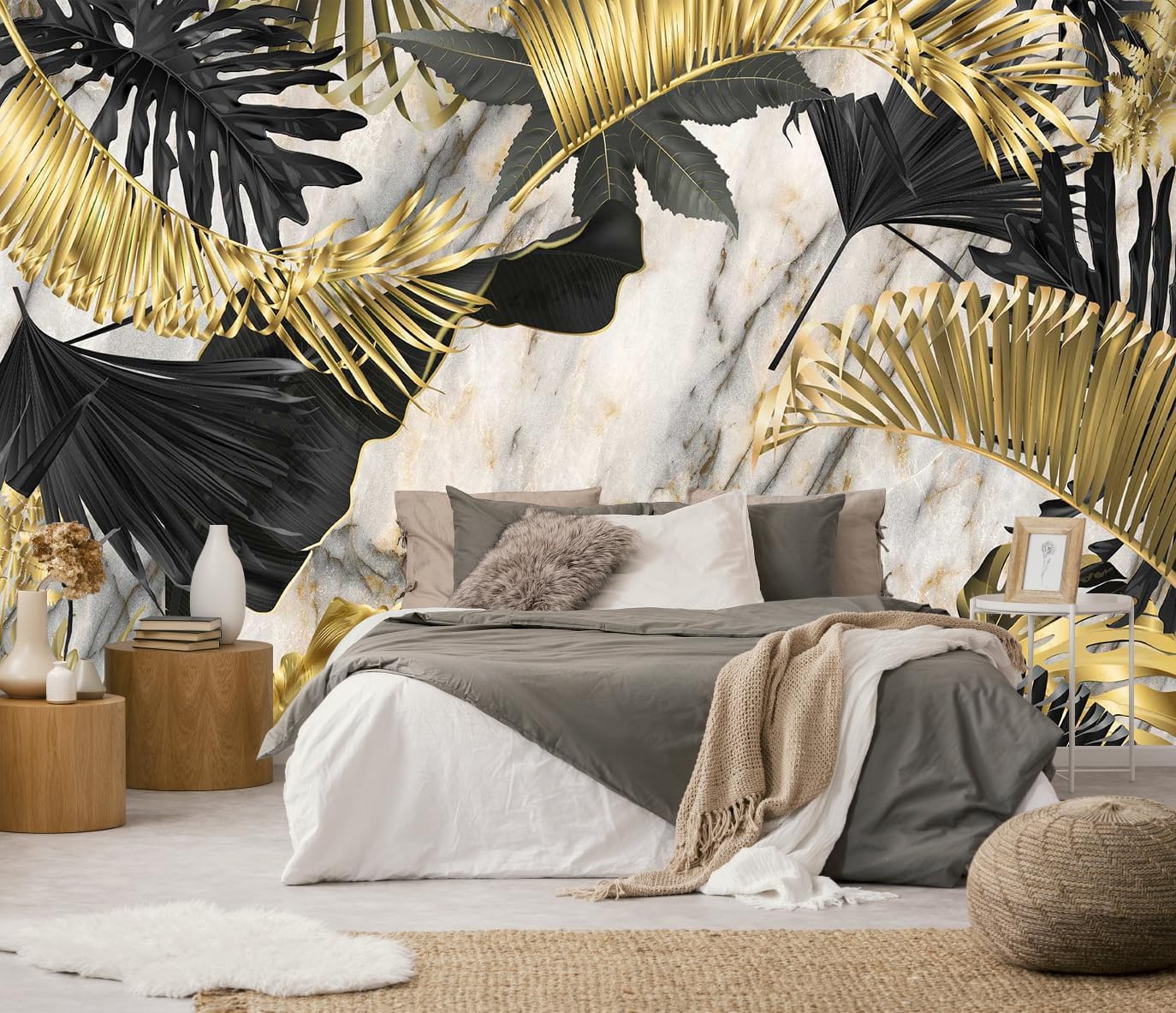 Hazy Forest Wall Mural, Abstract Nature Landscape Wallpaper, Background Wall Decoration Patterns（Non-self-Adhesive）