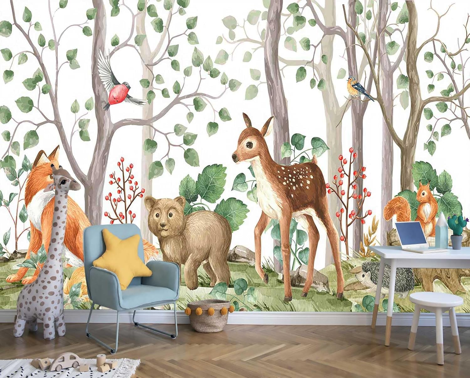 Sunshine Forest Mural Wallpaper Landscape Tree Wallpaper Large Nature Scenery Wall Mural for Living Room (not self-Adhesive)