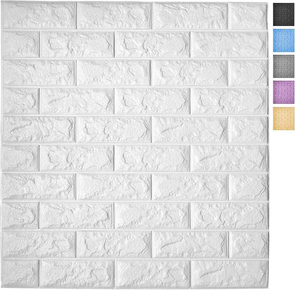 Art3d 11-Pack Peel and Stick 3D Wall Panels for Interior Wall Decor, White Brick Wallpaper, Covers 64 Sq.Ft