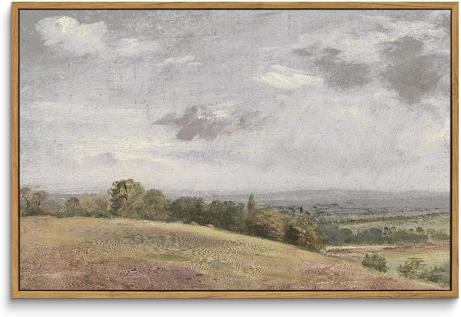 InSimSea Framed Canvas Wall Art Vintage Decor, Landscape Wall Art, Meadow with Flowers Art, Modern Farmhouse Decor, Cottagecore Bedroom Bathroom Office Decorations, 24"x36"