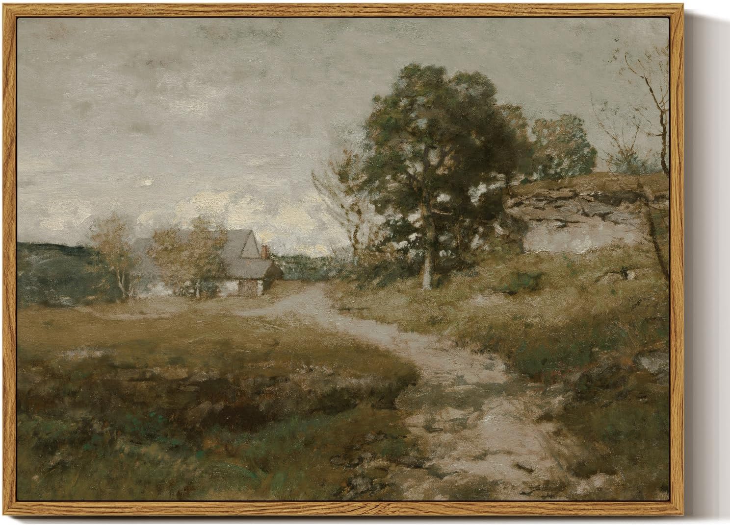 InSimSea Framed Canvas Wall Art Vintage Decor, Landscape Wall Art, Meadow with Flowers Art, Modern Farmhouse Decor, Cottagecore Bedroom Bathroom Office Decorations, 24"x36"