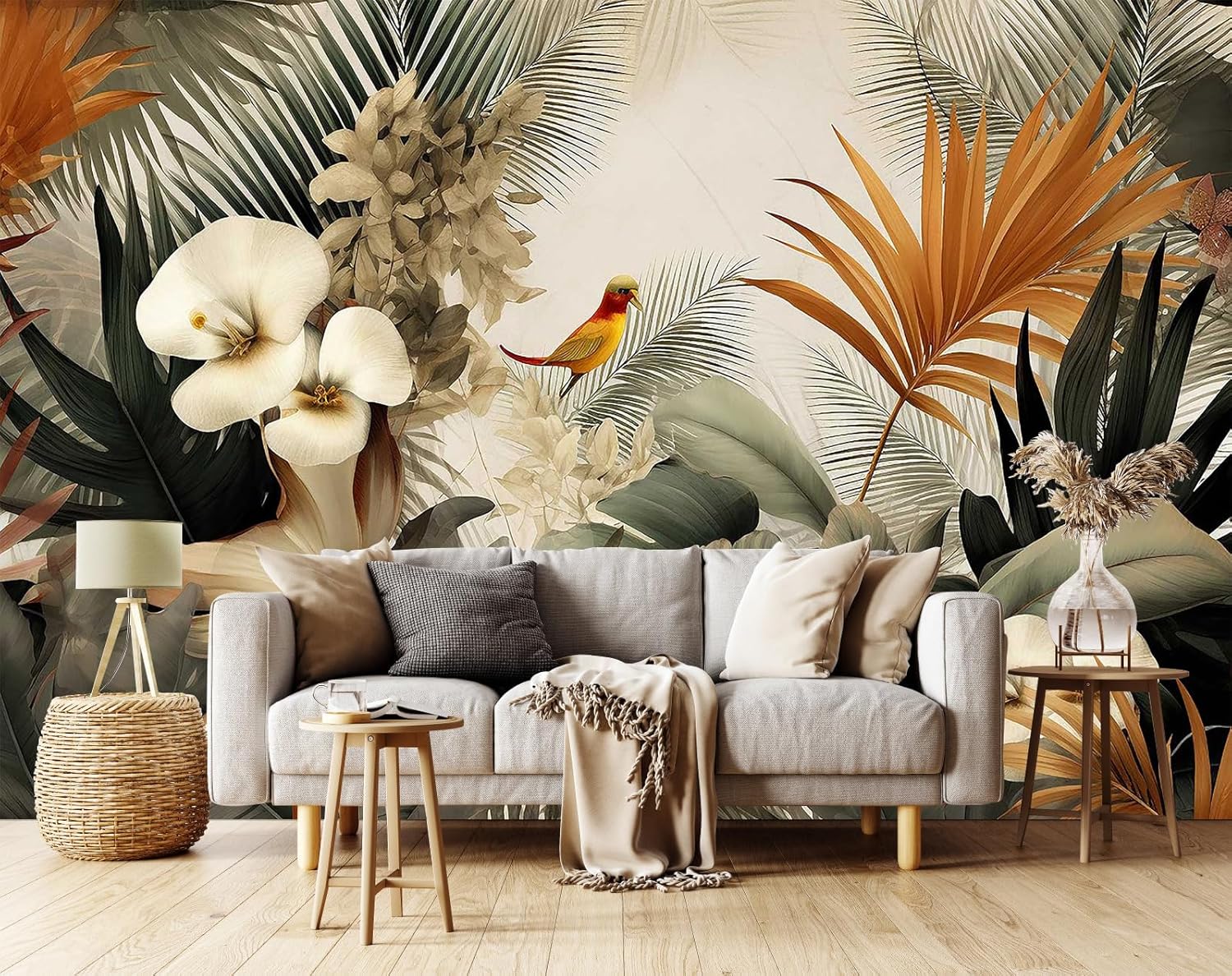 Hazy Forest Wall Mural, Abstract Nature Landscape Wallpaper, Background Wall Decoration Patterns（Non-self-Adhesive）