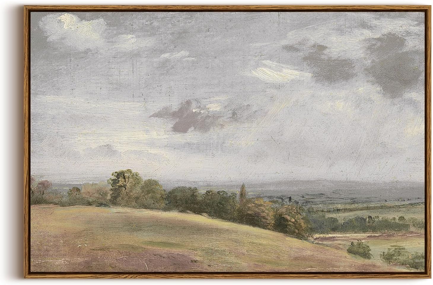 InSimSea Framed Canvas Wall Art Vintage Decor, Landscape Wall Art, Meadow with Flowers Art, Modern Farmhouse Decor, Cottagecore Bedroom Bathroom Office Decorations, 24"x36"