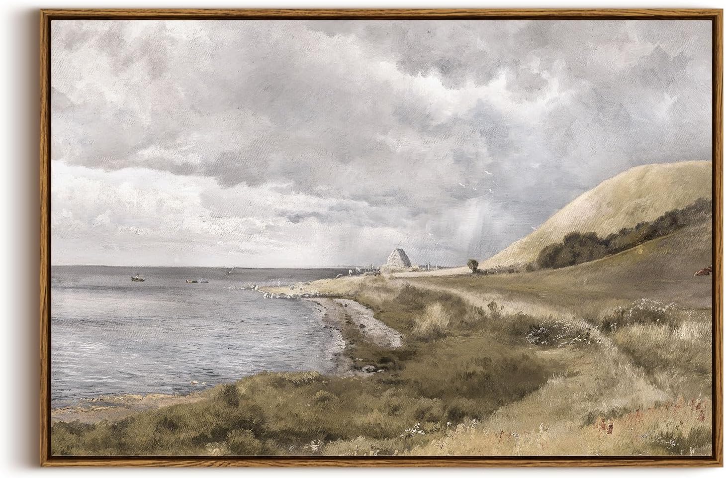 InSimSea Framed Canvas Wall Art Vintage Decor, Landscape Wall Art, Meadow with Flowers Art, Modern Farmhouse Decor, Cottagecore Bedroom Bathroom Office Decorations, 24"x36"