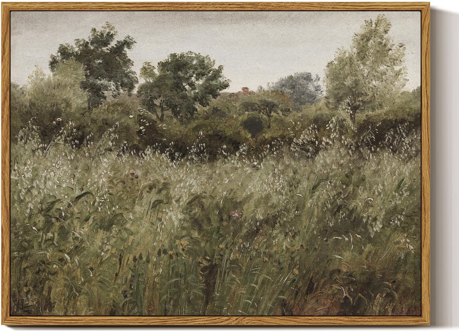 InSimSea Framed Canvas Wall Art Vintage Decor, Landscape Wall Art, Meadow with Flowers Art, Modern Farmhouse Decor, Cottagecore Bedroom Bathroom Office Decorations, 24"x36"