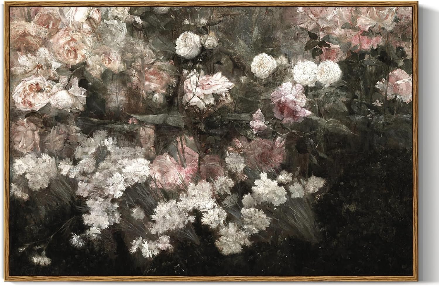 InSimSea Framed Canvas Wall Art Vintage Decor, Landscape Wall Art, Meadow with Flowers Art, Modern Farmhouse Decor, Cottagecore Bedroom Bathroom Office Decorations, 24"x36"