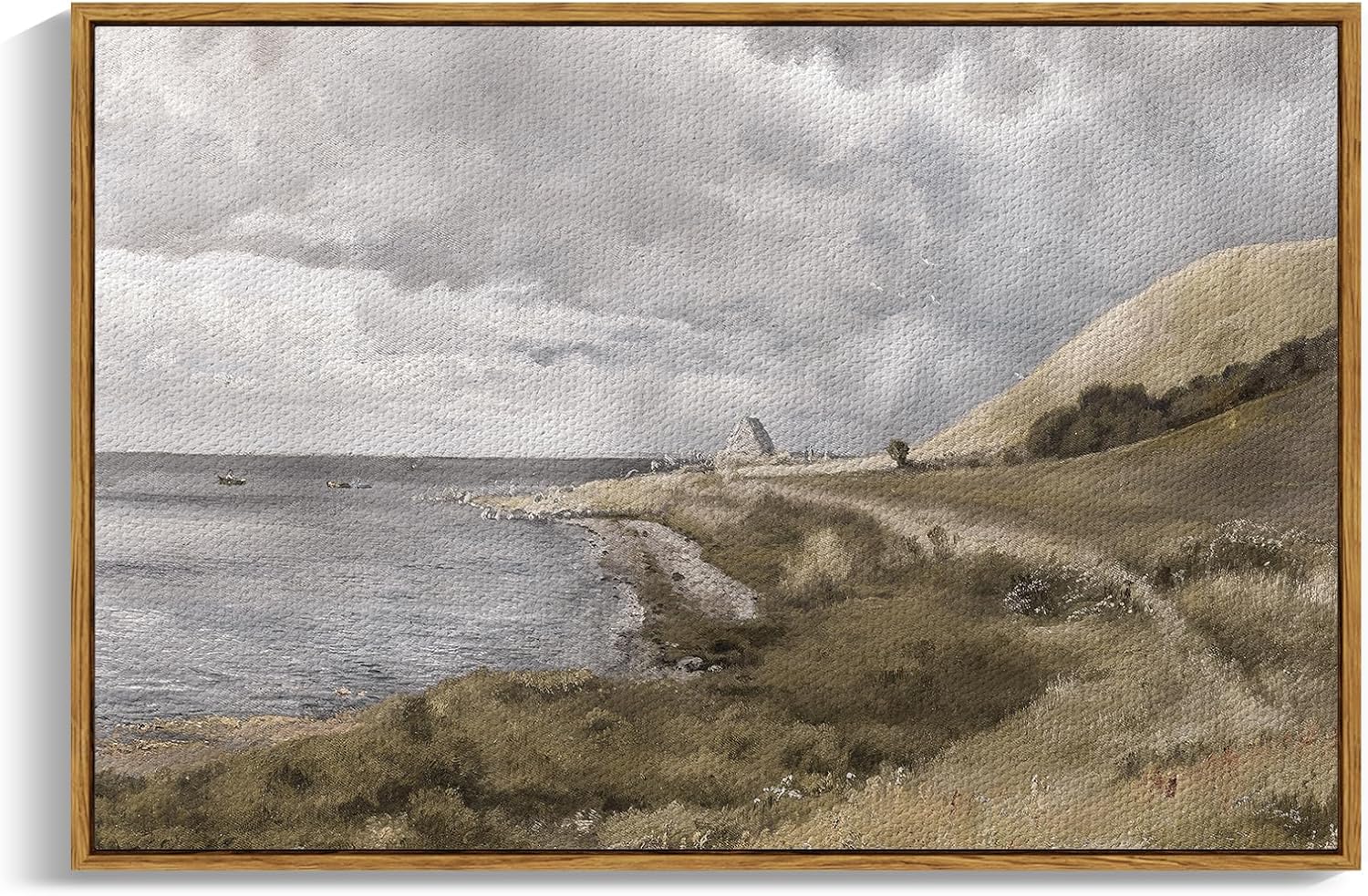 InSimSea Framed Canvas Wall Art Vintage Decor, Landscape Wall Art, Meadow with Flowers Art, Modern Farmhouse Decor, Cottagecore Bedroom Bathroom Office Decorations, 24"x36"