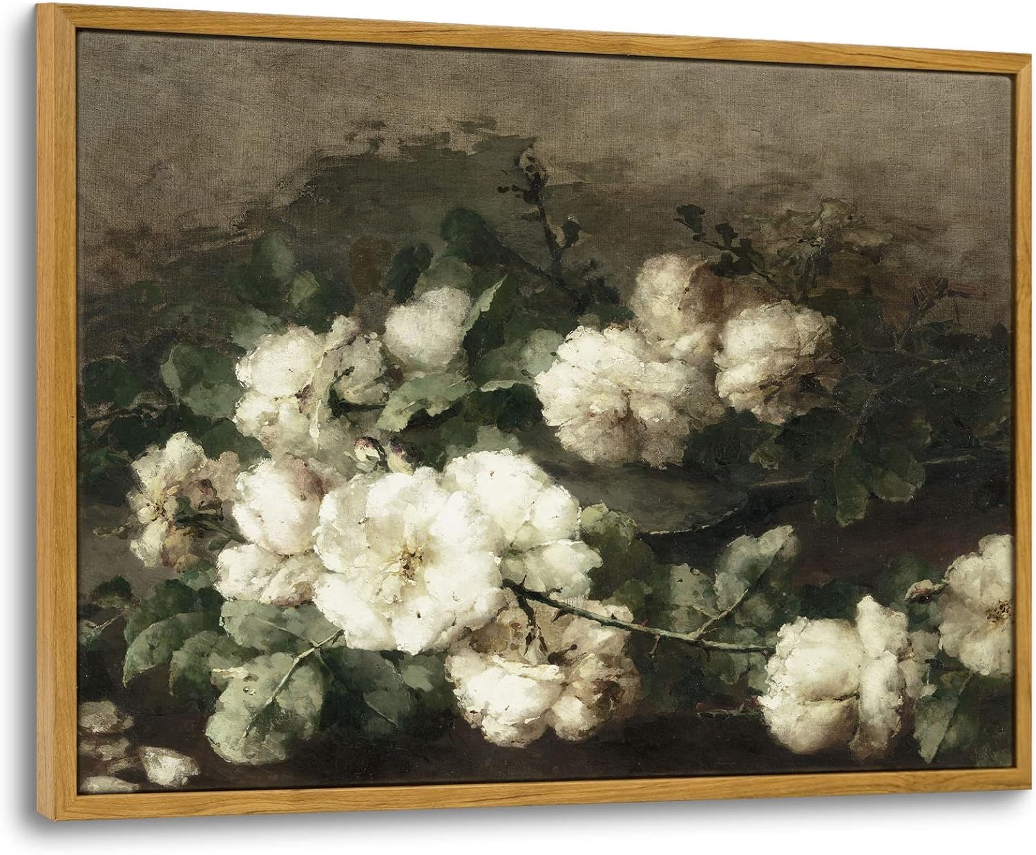 InSimSea Framed Canvas Wall Art Vintage Decor, Landscape Wall Art, Meadow with Flowers Art, Modern Farmhouse Decor, Cottagecore Bedroom Bathroom Office Decorations, 24"x36"