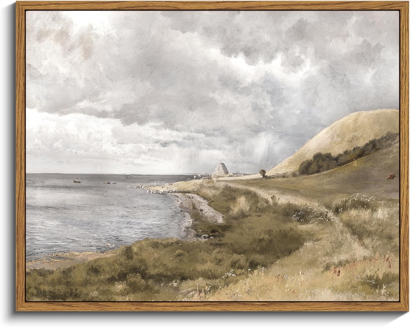 InSimSea Framed Canvas Wall Art Vintage Decor, Landscape Wall Art, Meadow with Flowers Art, Modern Farmhouse Decor, Cottagecore Bedroom Bathroom Office Decorations, 24"x36"