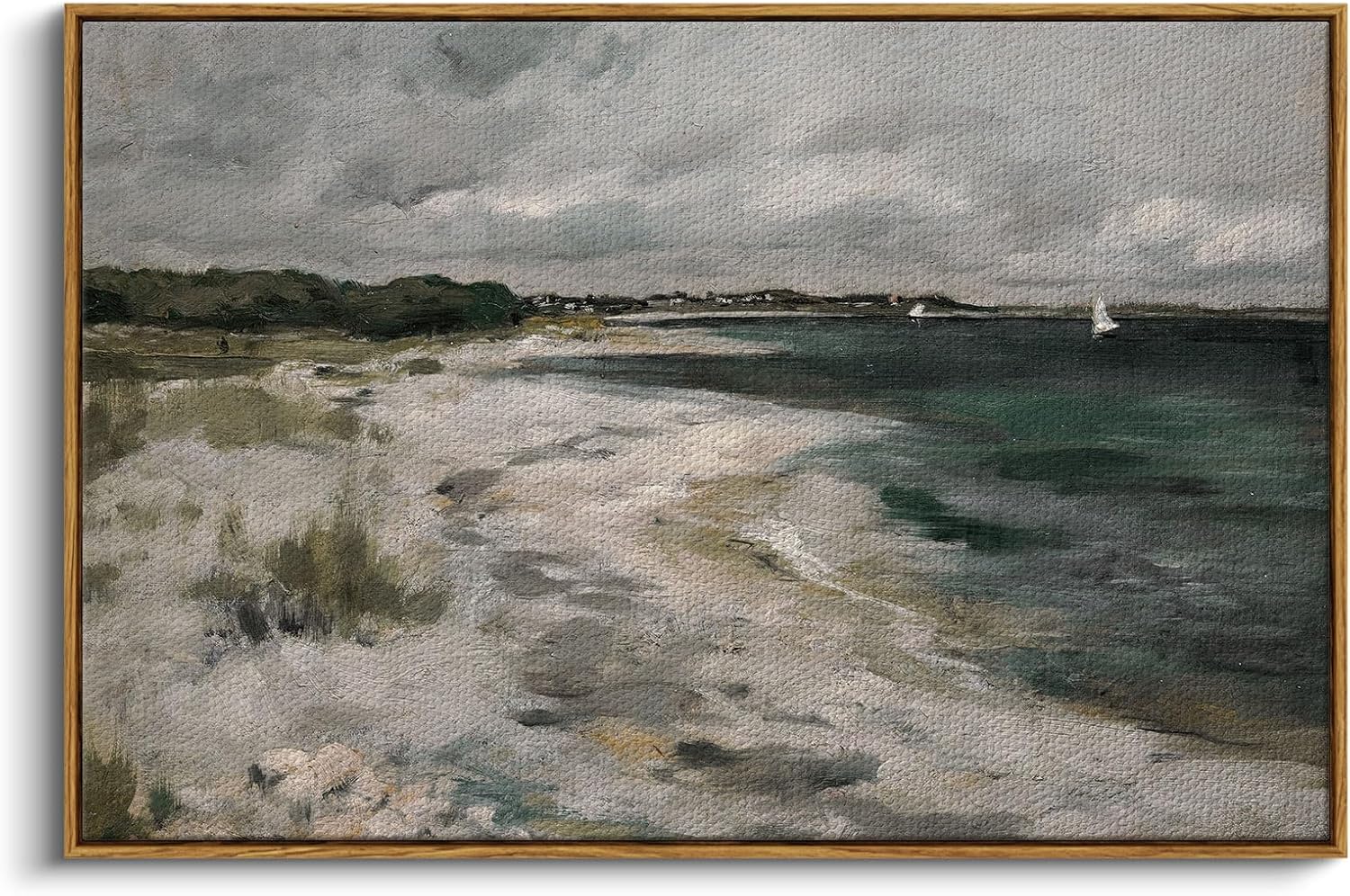 InSimSea Framed Canvas Wall Art Vintage Decor, Landscape Wall Art, Meadow with Flowers Art, Modern Farmhouse Decor, Cottagecore Bedroom Bathroom Office Decorations, 24"x36"