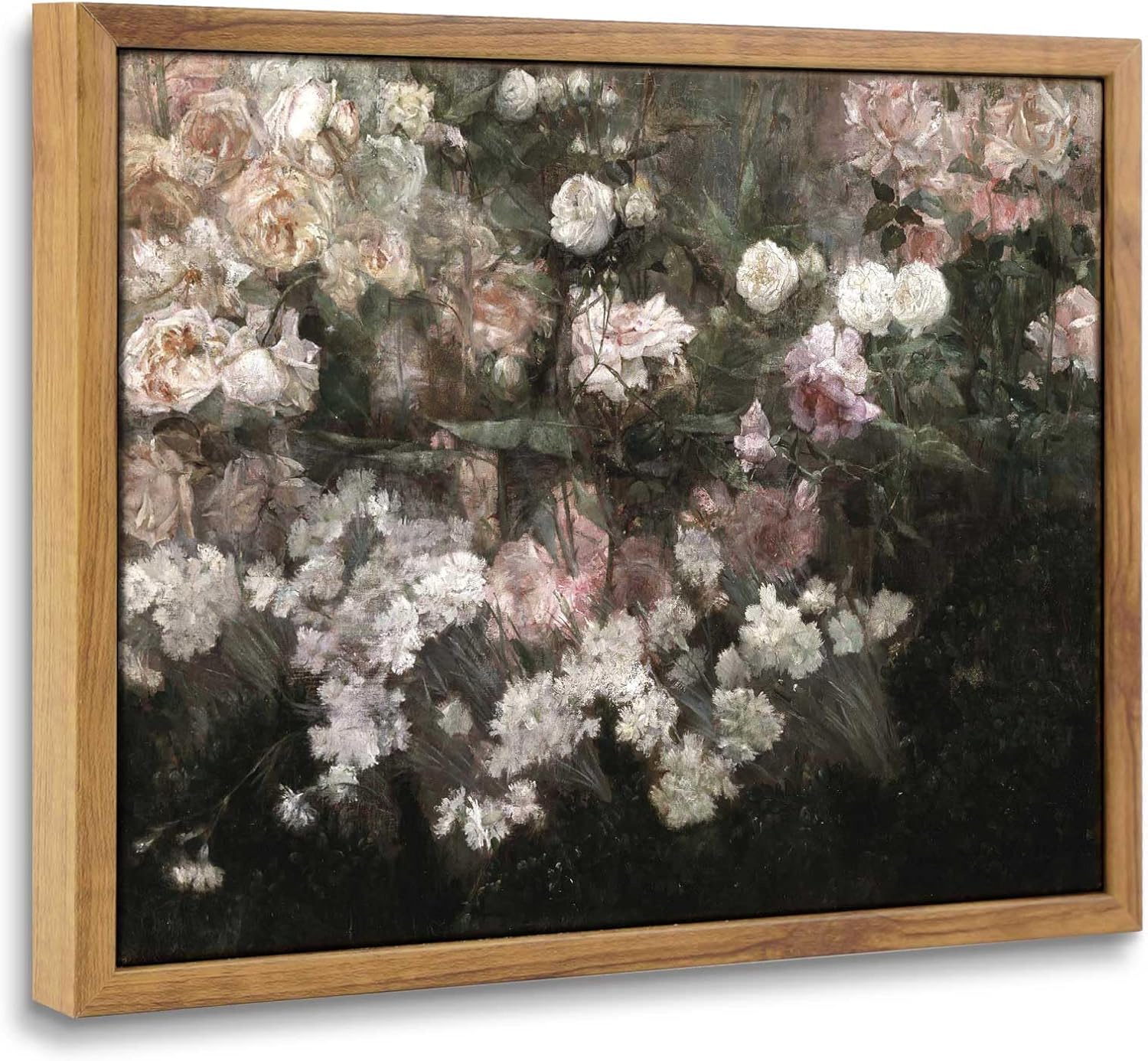 InSimSea Framed Canvas Wall Art Vintage Decor, Landscape Wall Art, Meadow with Flowers Art, Modern Farmhouse Decor, Cottagecore Bedroom Bathroom Office Decorations, 24"x36"