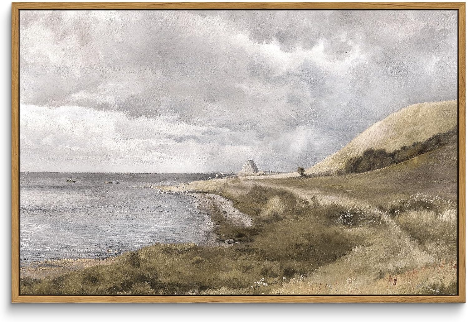 InSimSea Framed Canvas Wall Art Vintage Decor, Landscape Wall Art, Meadow with Flowers Art, Modern Farmhouse Decor, Cottagecore Bedroom Bathroom Office Decorations, 24"x36"