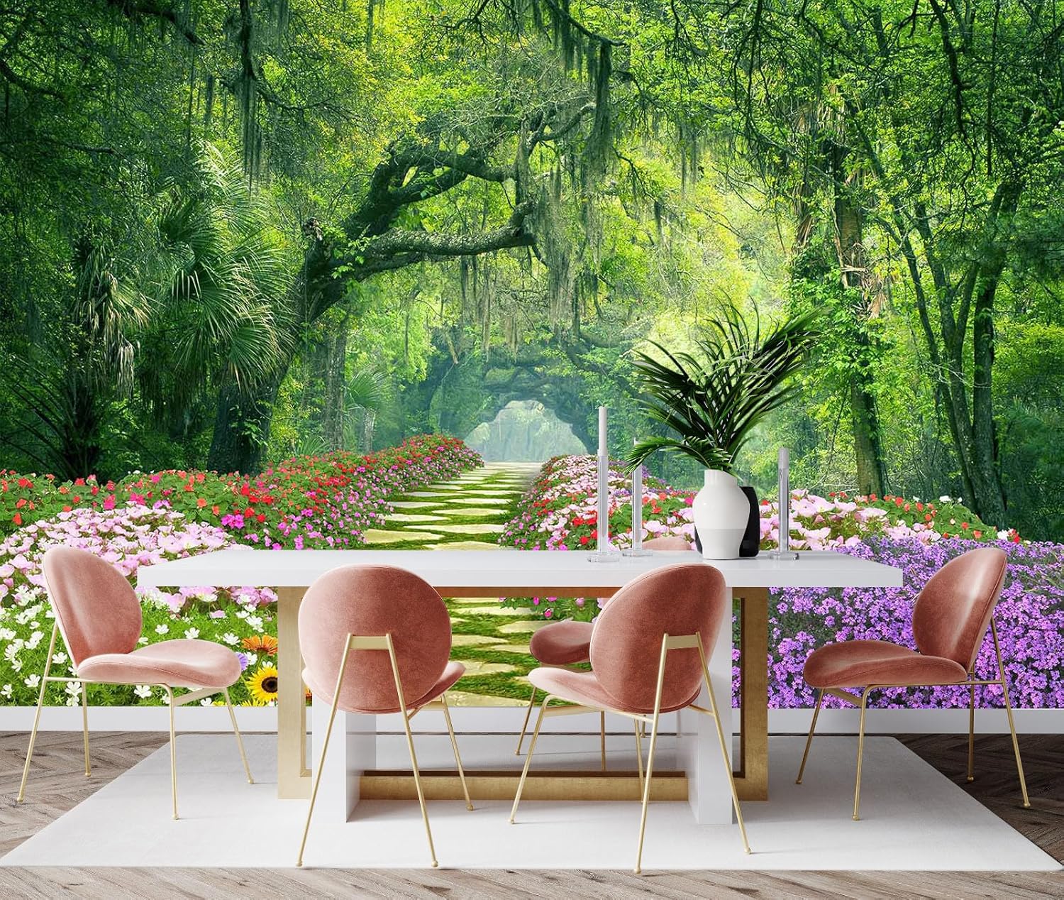 Hazy Forest Wall Mural, Abstract Nature Landscape Wallpaper, Background Wall Decoration Patterns（Non-self-Adhesive）