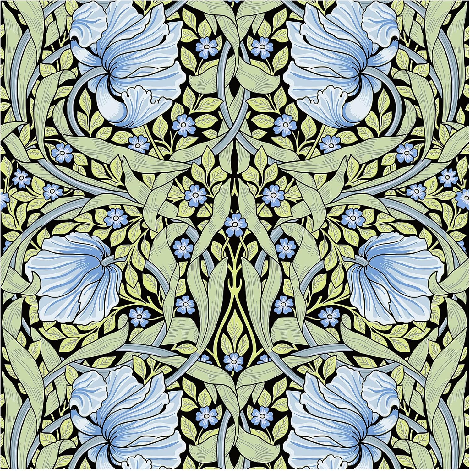 HAOKHOME Vintage Floral Wallpaper Peel and Stick Botanical Sage Green/Yellow Wall Murals Home Kitchen Bedroom Decor by William Morris 17.3in x 32.8ft