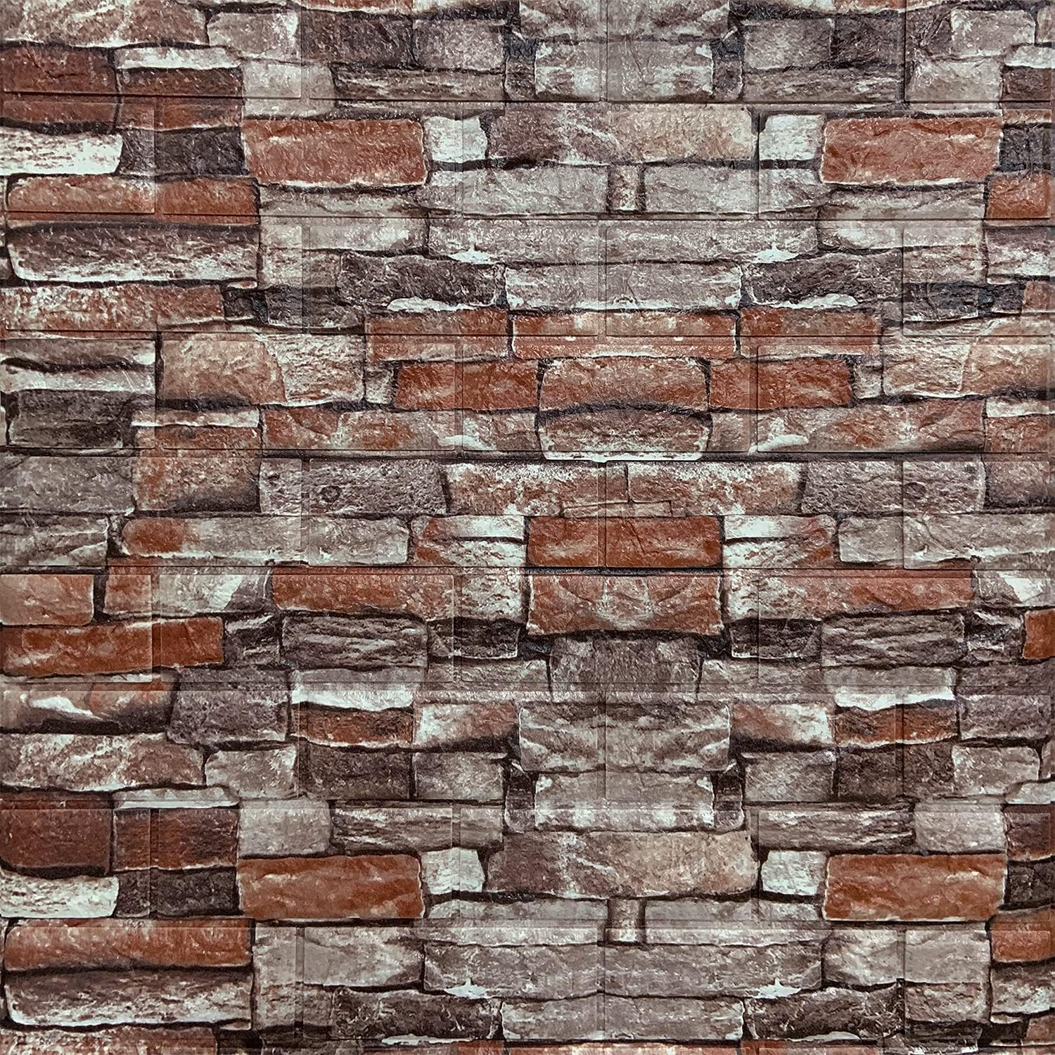 Yutianli 7mm Thick Anti-Collision self Adhesive 3D Wall Panels Peel and Stick,10-Pack 57 Sq.Ft Antique Faux Brick Wall Panels Foam Faux Stone Wallpapers for Bedroom (10, Style A)