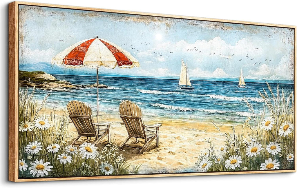 ERQINHUA Canvas Printing Wall Art Large Wall Decor For Living Room Restaurant Forest Landscape Painting Lakeside Watercolour Wall Pictures Office Mural Farmhouse Home Decor 20x40 Inches Wood Framed