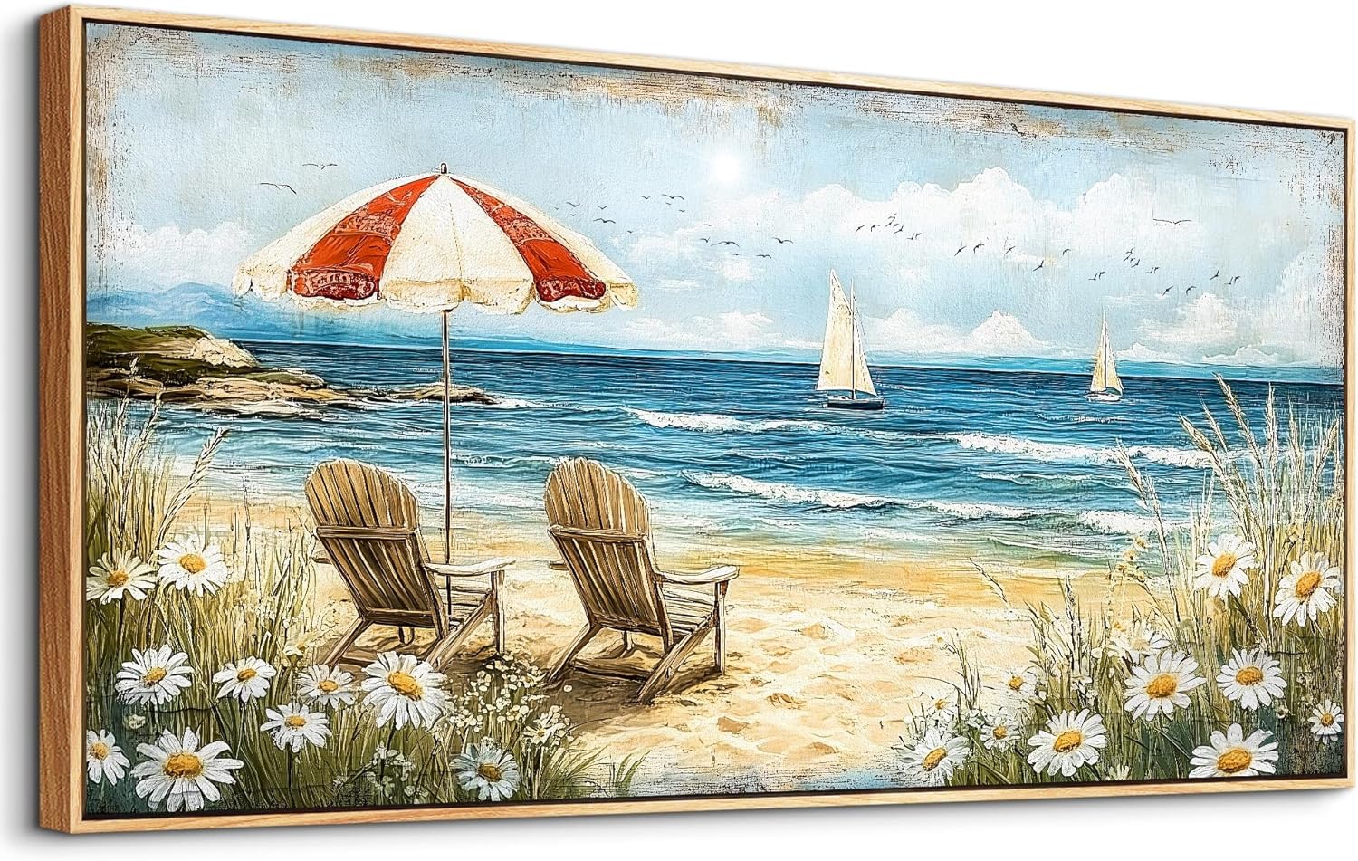 ERQINHUA Canvas Printing Wall Art Large Wall Decor For Living Room Restaurant Forest Landscape Painting Lakeside Watercolour Wall Pictures Office Mural Farmhouse Home Decor 20x40 Inches Wood Framed