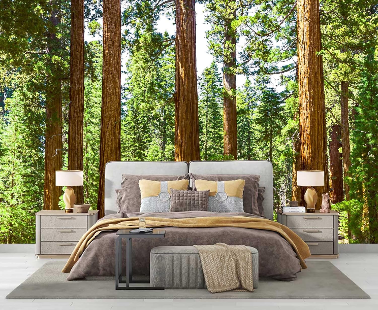 WFBHUA-Beige Banana Leaf Wallpaper Peel and Stick Tropical Self-Adhesive Wall Mural for Living Room Bedroom 82"x57"