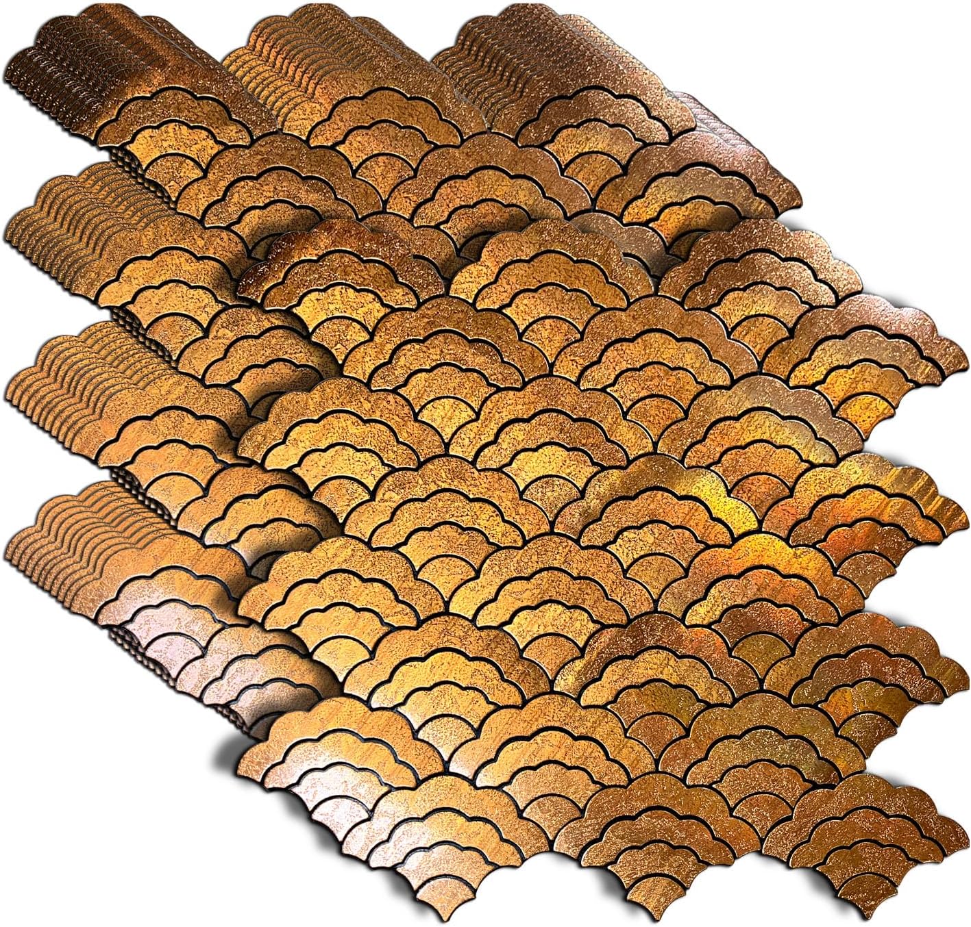 XUANINY 11-Sheet Peel and Stick Metal Backsplash Tiles, Self Adhesive Cloud-Shaped Aluminum Mosaic 3D Wall Sticker for Kitchen Bathroom Living Room Decor (Printing Multicolor, 11)